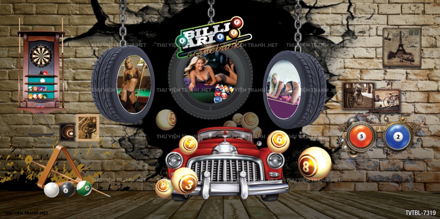 Tranh Bi-a, billiards, Tranh dán tường trang trí quán bi-a - Tranh tường chất lượng cao