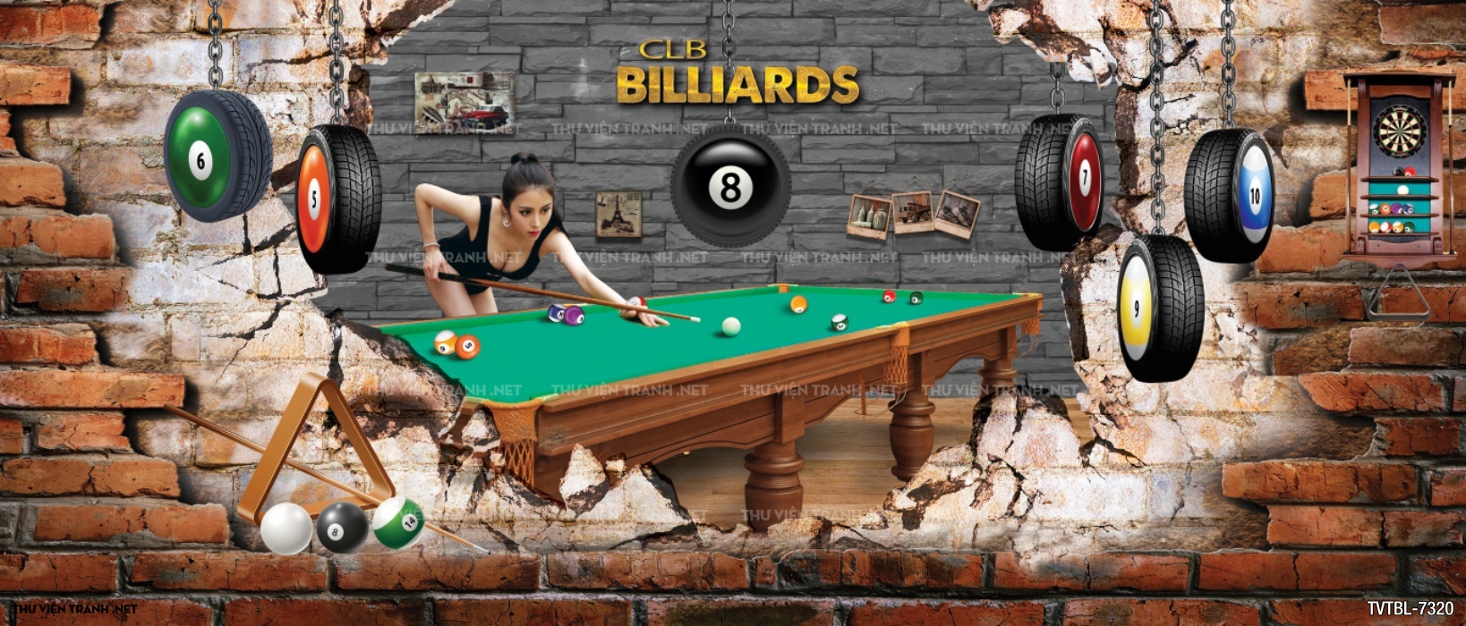 Tranh Bi-a, billiards, Tranh dán tường trang trí quán bi-a - Tranh tường chất lượng cao