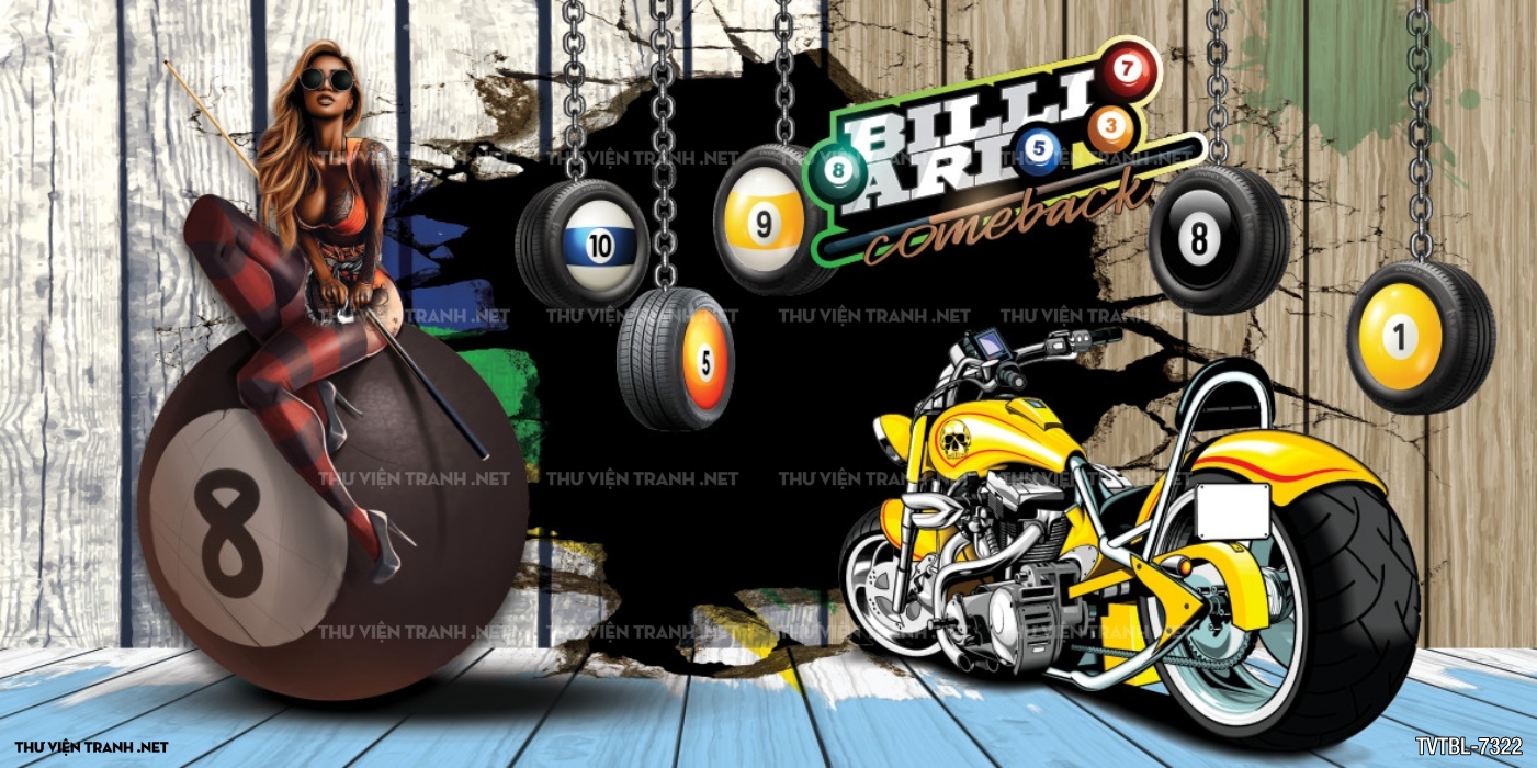 Tranh Bi-a, billiards, Tranh dán tường trang trí quán bi-a - Tranh tường chất lượng cao