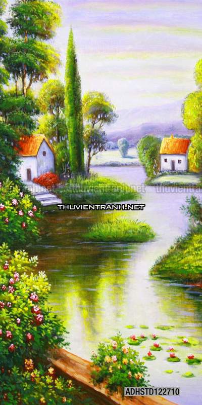 Tranh thủy mặc Trung Hoa, tranh màu nước Trung Quốc khổ đứng - Tranh tường chất lượng cao