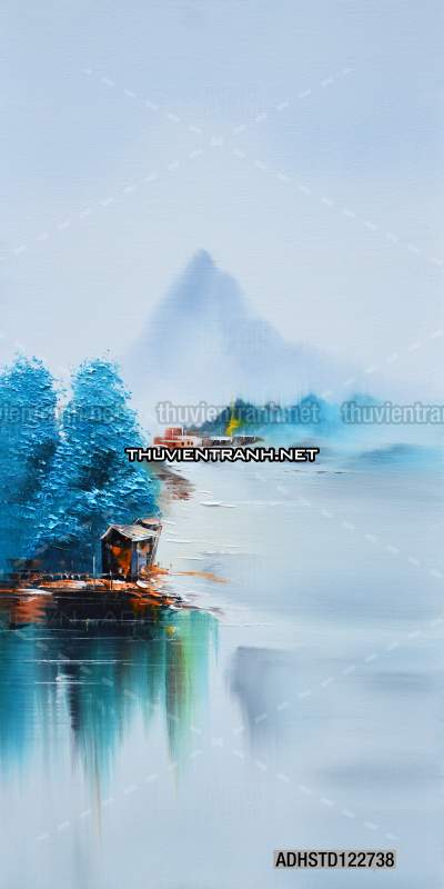 Tranh thủy mặc Trung Hoa, tranh màu nước Trung Quốc khổ đứng - Tranh tường chất lượng cao