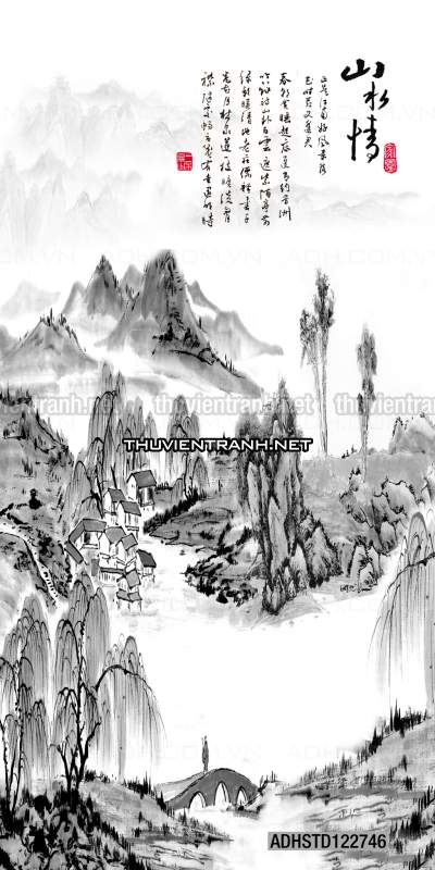 Tranh thủy mặc Trung Hoa, tranh màu nước Trung Quốc khổ đứng - Tranh tường liên quan