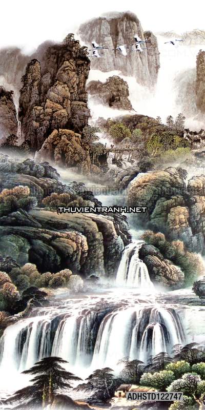 Tranh thủy mặc Trung Hoa, tranh màu nước Trung Quốc khổ đứng - Tranh tường liên quan