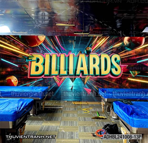 Tranh chữ bi-a, chữ Billiards, graffiti, chữ nghệ thuật đường phố, art - Tranh tường chất lượng cao