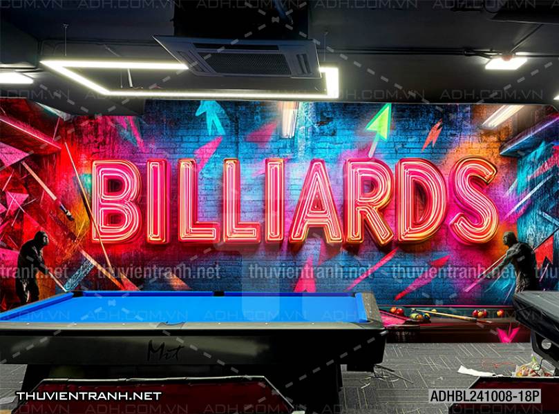 Tranh chữ bi-a, chữ Billiards, graffiti, chữ nghệ thuật đường phố, art - Tranh tường chất lượng cao