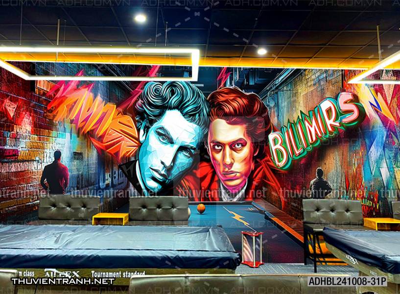 Tranh chữ bi-a, chữ Billiards, graffiti, chữ nghệ thuật đường phố, art - Tranh tường chất lượng cao