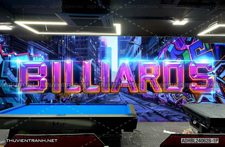 Tranh chữ  Billiards 3D, trang trí quán bi-a - Tranh tường chất lượng cao