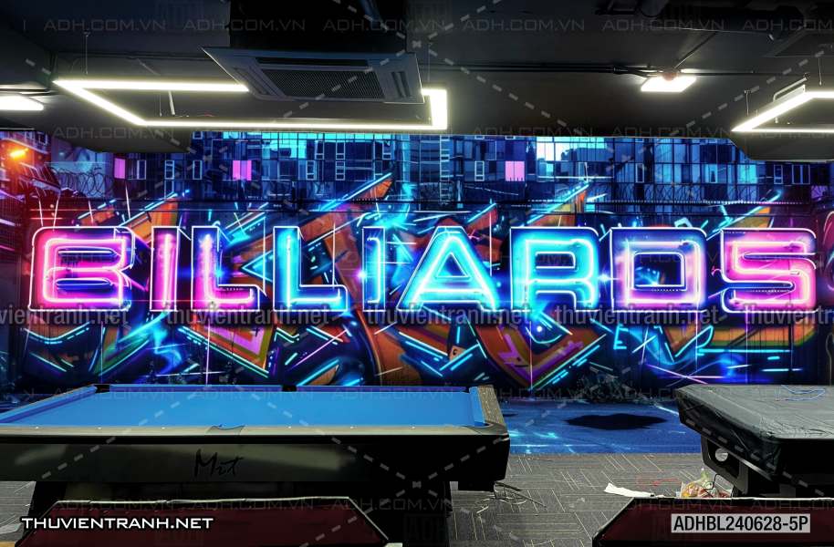 Tranh chữ  Billiards 3D, trang trí quán bi-a - Tranh tường chất lượng cao