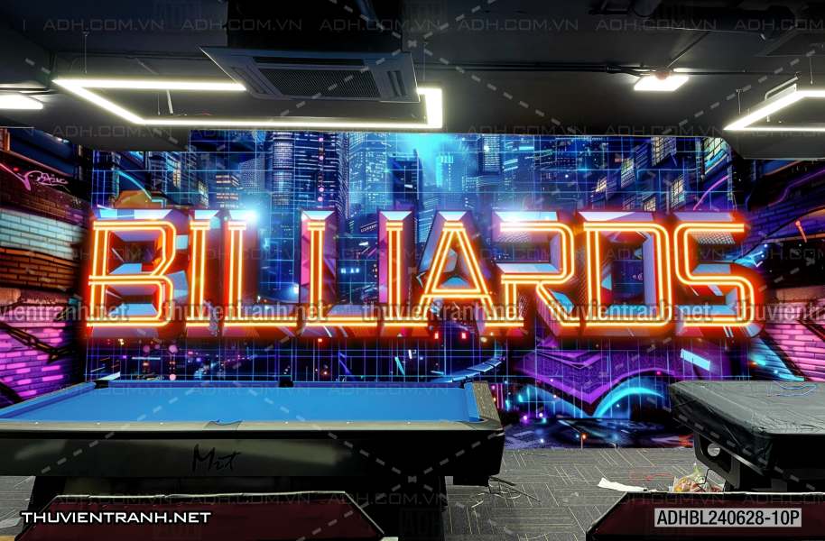 Tranh chữ  Billiards 3D, trang trí quán bi-a - Tranh tường chất lượng cao