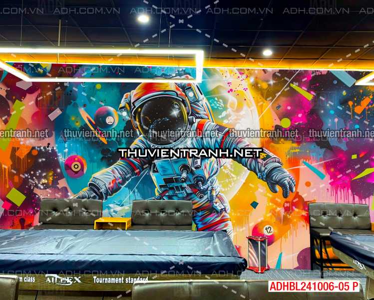   Tranh trang trí Club Bi-a, Tranh Phi hành gia , tranh graffiti - Tranh tường chất lượng cao