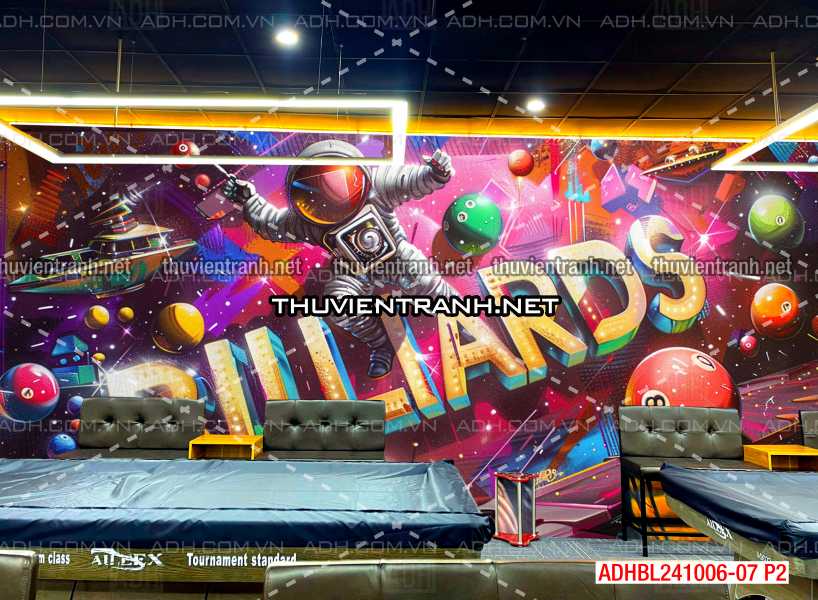   Tranh trang trí Club Bi-a, Tranh Phi hành gia , tranh graffiti - Tranh tường chất lượng cao