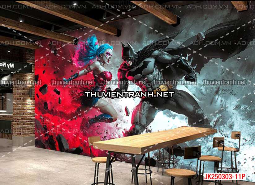  Bi-a Joker và Harley Quinn - Tranh tường chất lượng cao
