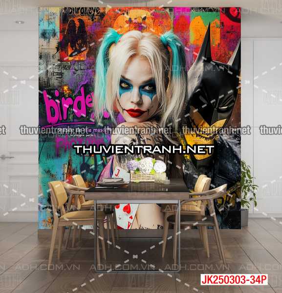  Bi-a Joker và Harley Quinn - Tranh tường chất lượng cao