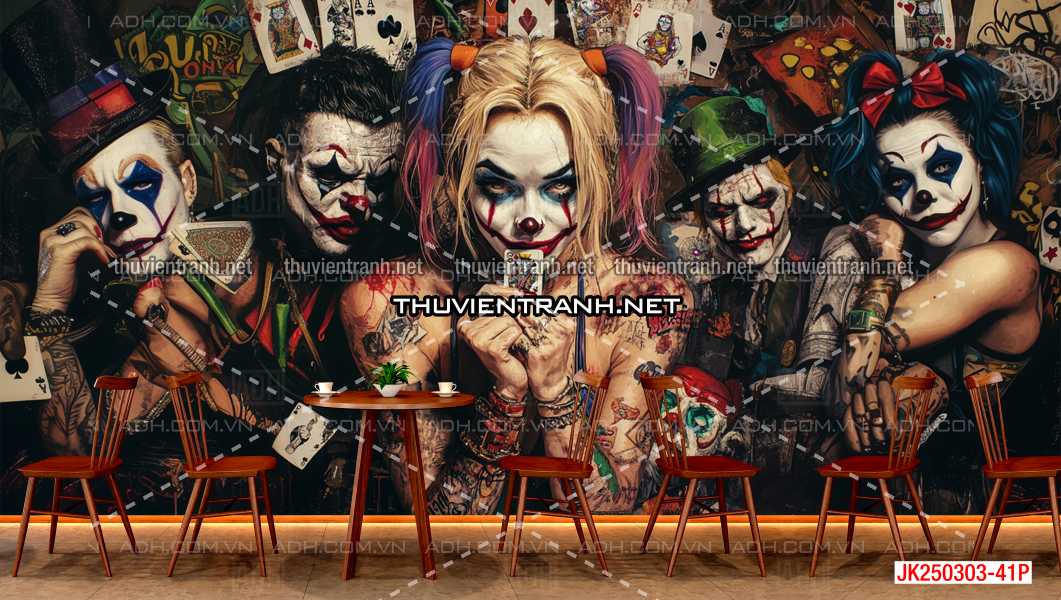  Bi-a Joker và Harley Quinn - Tranh tường chất lượng cao
