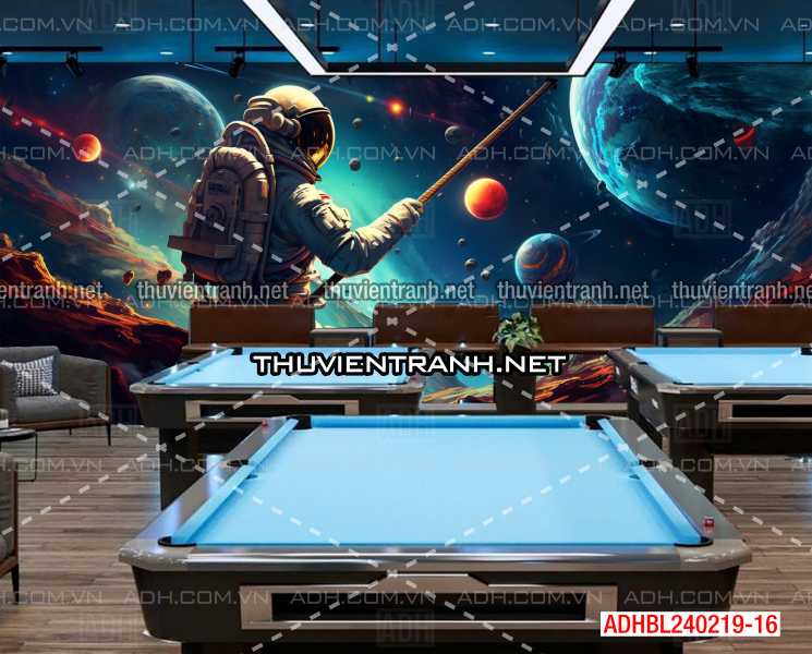 Tranh phi hành gia chơi bi-a trên vũ trụ - Tranh tường chất lượng cao