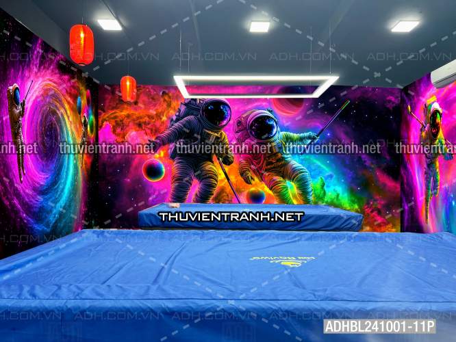  Bi-a Phi Hành gia Vũ Trụ màu sắc neon - Tranh tường chất lượng cao