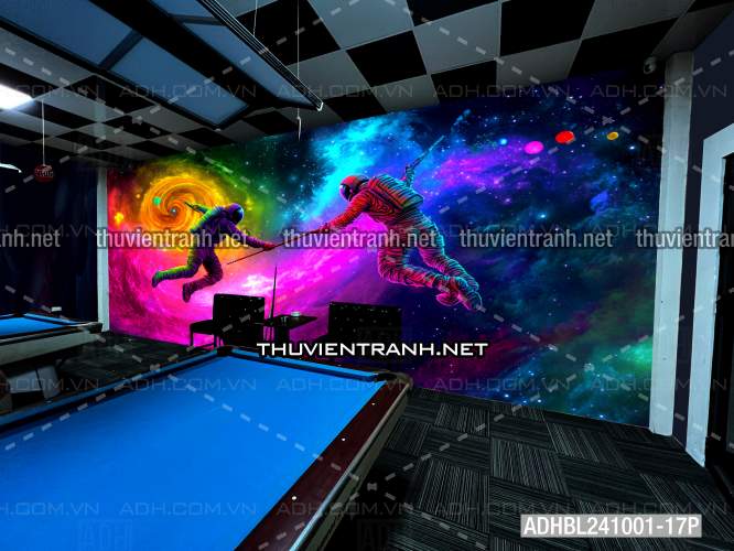  Bi-a Phi Hành gia Vũ Trụ màu sắc neon - Tranh tường chất lượng cao