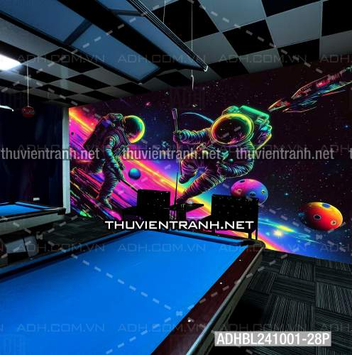  Bi-a Phi Hành gia Vũ Trụ màu sắc neon - Tranh tường chất lượng cao