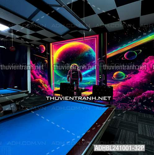  Bi-a Phi Hành gia Vũ Trụ màu sắc neon - Tranh tường chất lượng cao