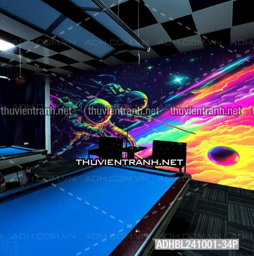  Bi-a Phi Hành gia Vũ Trụ màu sắc neon - Tranh tường chất lượng cao