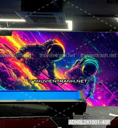  Bi-a Phi Hành gia Vũ Trụ màu sắc neon - Tranh tường chất lượng cao