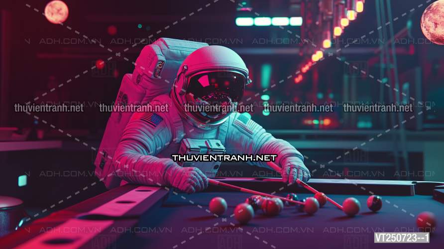 Bi-a Phi Hành gia Vũ Trụ màu sắc neon - Tranh tường chất lượng cao