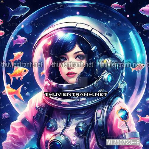 Bi-a Phi Hành gia Vũ Trụ màu sắc neon - Tranh tường chất lượng cao