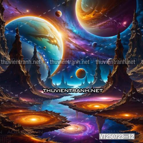Bi-a Phi Hành gia Vũ Trụ màu sắc neon - Tranh tường chất lượng cao