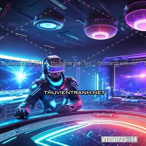 Bi-a Phi Hành gia Vũ Trụ màu sắc neon - Tranh tường chất lượng cao