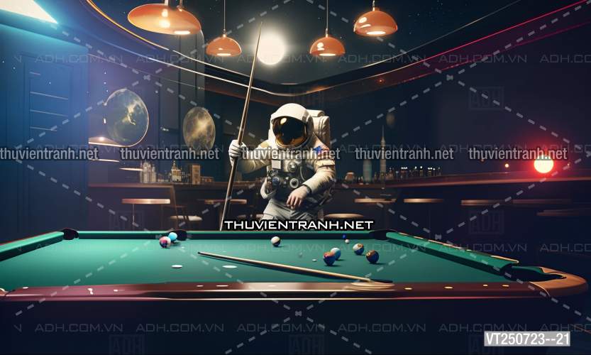 Bi-a Phi Hành gia Vũ Trụ màu sắc neon - Tranh tường chất lượng cao