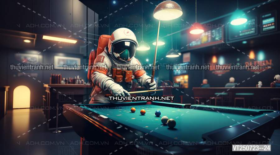 Bi-a Phi Hành gia Vũ Trụ màu sắc neon - Tranh tường chất lượng cao