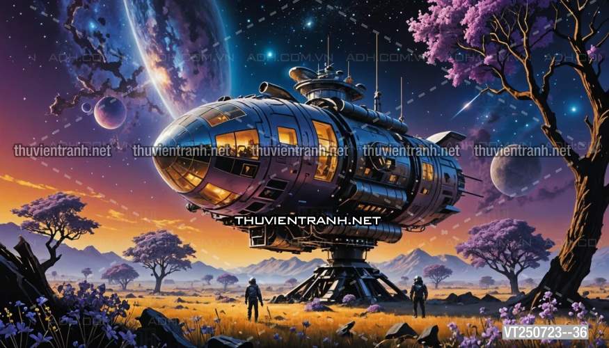 Bi-a Phi Hành gia Vũ Trụ màu sắc neon - Tranh tường chất lượng cao