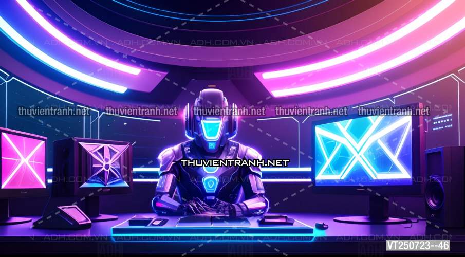  Bi-a Phi Hành gia Vũ Trụ màu sắc neon - Tranh tường chất lượng cao