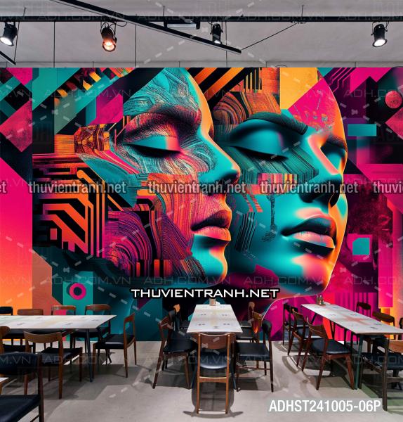  Tranh trang trí CLUB  Bi-a Siêu thực  trừu tượng màu sắc Neon - Tranh tường chất lượng cao