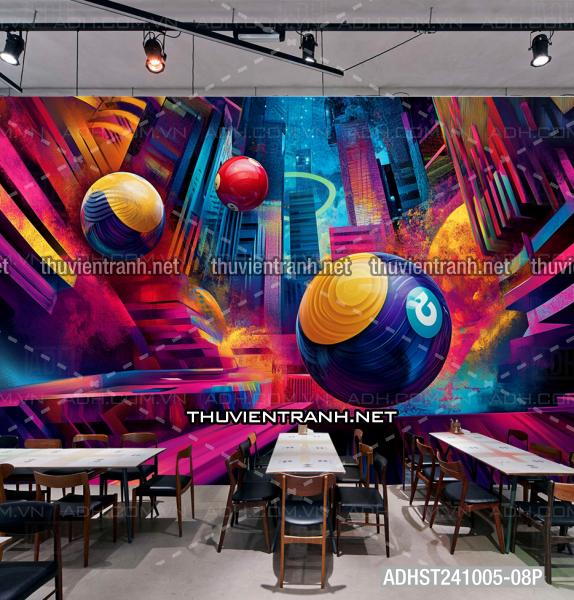  Tranh trang trí CLUB  Bi-a Siêu thực  trừu tượng màu sắc Neon - Tranh tường chất lượng cao