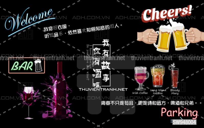  Tranh dán tường Quán Bia- Quán Nhậu - Tranh tường chất lượng cao