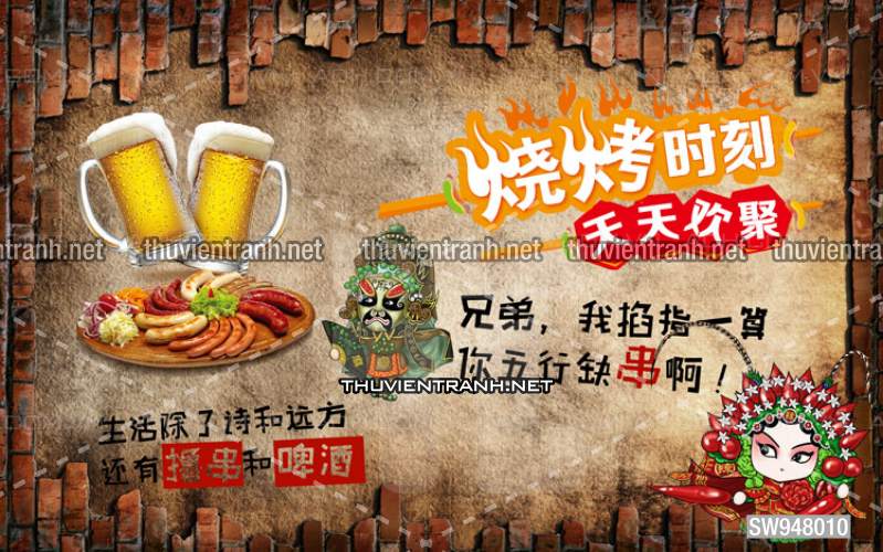  Tranh dán tường Quán Bia- Quán Nhậu - Tranh tường chất lượng cao