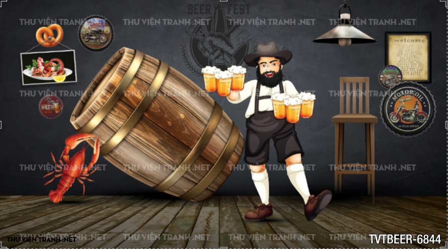 Tranh dán tường Quán Bia- Quán Nhậu  - Tranh tường chất lượng cao