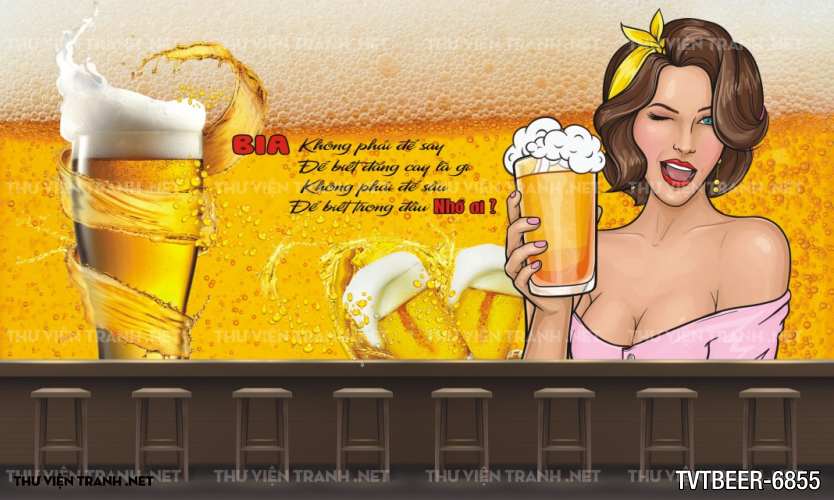Tranh dán tường Quán Bia- Quán Nhậu  - Tranh tường chất lượng cao