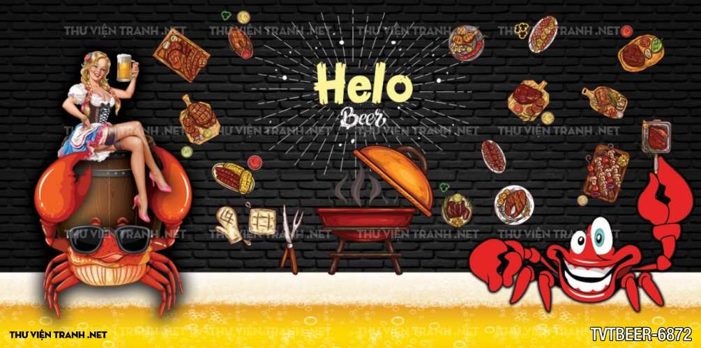 Tranh dán tường Quán Bia- Quán Nhậu  - Tranh tường chất lượng cao