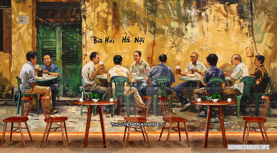 Tranh dán tường Quán Bia- Quán Nhậu- Quán lẩu, Quán nướng, quán ăn, Quán bia Hà Nội, Phố cổ Hà Nội - Tranh tường chất lượng cao