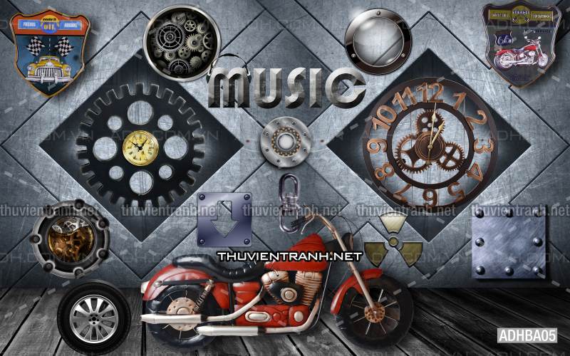 Tranh 3D xe hơi cổ, tranh tường 3D - Tranh tường chất lượng cao