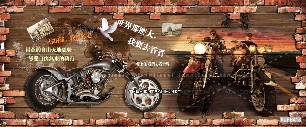 Tranh 3D xe hơi cổ, tranh tường 3D - Tranh tường chất lượng cao