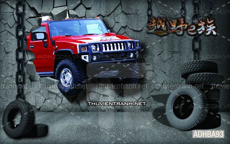 Tranh 3D xe hơi cổ, ô tô cổ Vintage - Tranh tường chất lượng cao