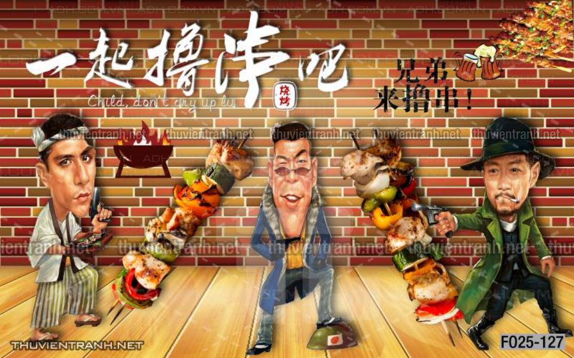 Tranh dán tường Quán nướng, quán lẩu, quán nhậu - Tranh tường chất lượng cao