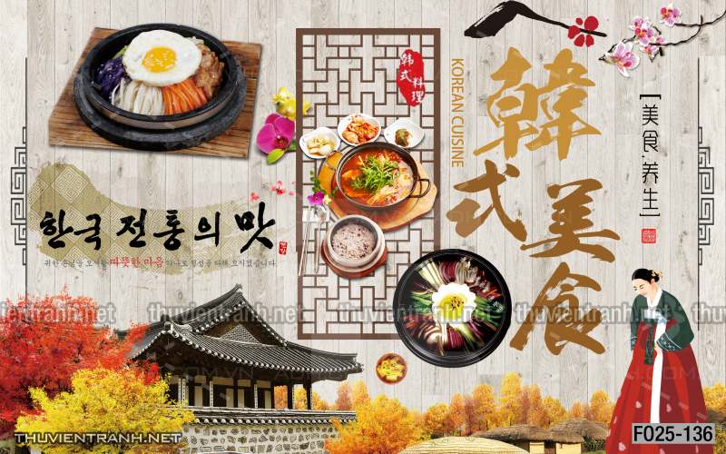 Tranh tường Quán ăn Hàn Quốc - Tranh tường chất lượng cao