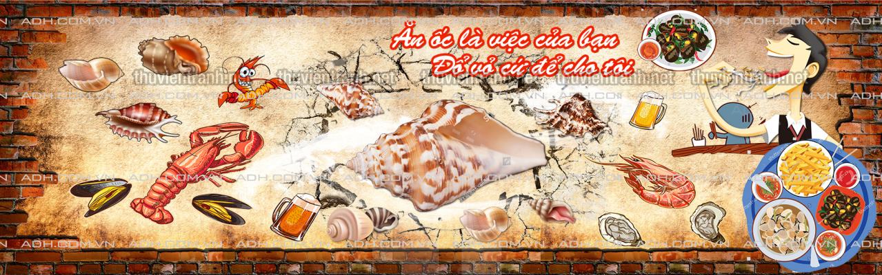 Tranh tường Quán hải sản - Tranh tường chất lượng cao