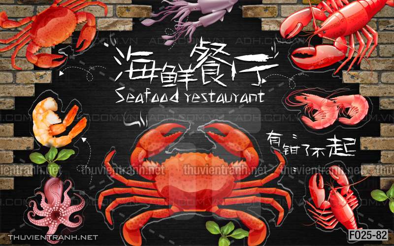 Tranh tường Quán hải sản - Tranh tường chất lượng cao