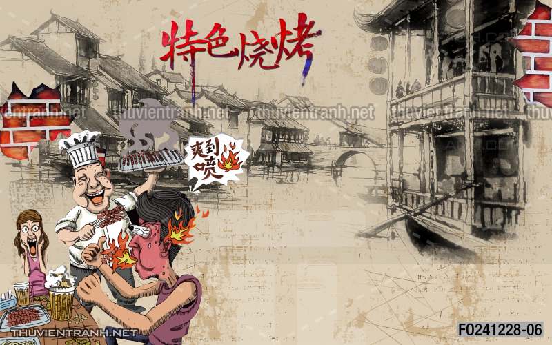 Tranh dán tường Quán Nhậu nướng - Tranh tường chất lượng cao