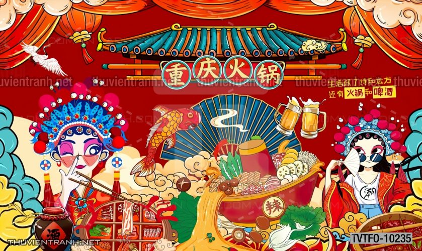 Tranh dán tường Quán ăn- Lẩu nướng Trung Quốc - Kết quả tìm kiếm tranh tường